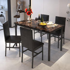 Dining Table Set for 4,  Wood Dine Table with 4 Velvet Chairs, Modern Kitchen Table Set for Home, Breakfast Nook, Cafeteria Dining Room, JA4366