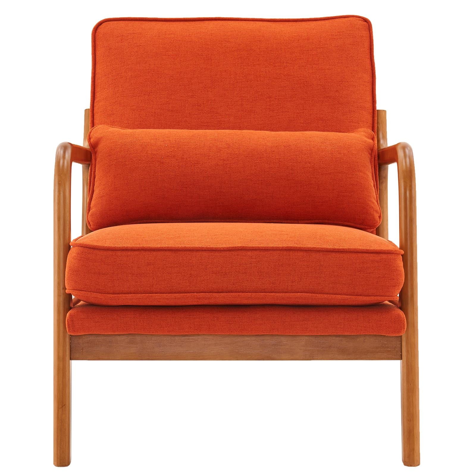 UBesGoo Modern Wood Club Chair Bronzing Cloth Fabric Upholstered Reading Accent Chair with Solid Wood Frame Brown