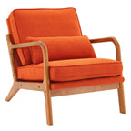 UBesGoo Modern Wood Club Chair Bronzing Cloth Fabric Upholstered Reading Accent Chair with Solid Wood Frame Brown