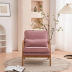 UBesGoo Modern Wood Club Chair Bronzing Cloth Fabric Upholstered Reading Accent Chair with Solid Wood Frame Brown
