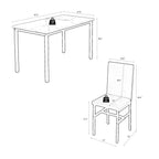 Dining Table Set for 4,  Wood Dine Table with 4 Velvet Chairs, Modern Kitchen Table Set for Home, Breakfast Nook, Cafeteria Dining Room, JA4366