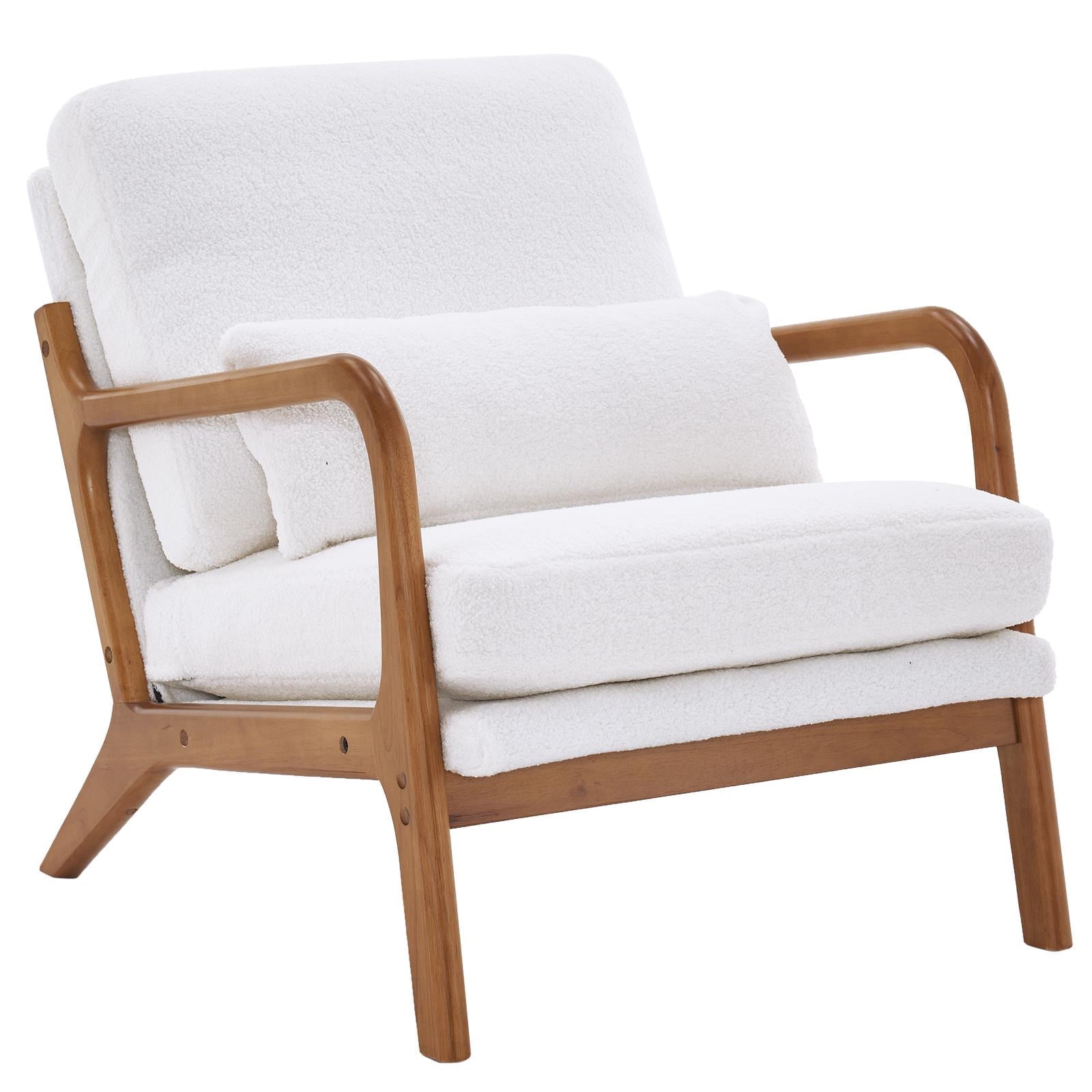 UBesGoo Modern Wood Club Chair Bronzing Cloth Fabric Upholstered Reading Accent Chair with Solid Wood Frame Brown