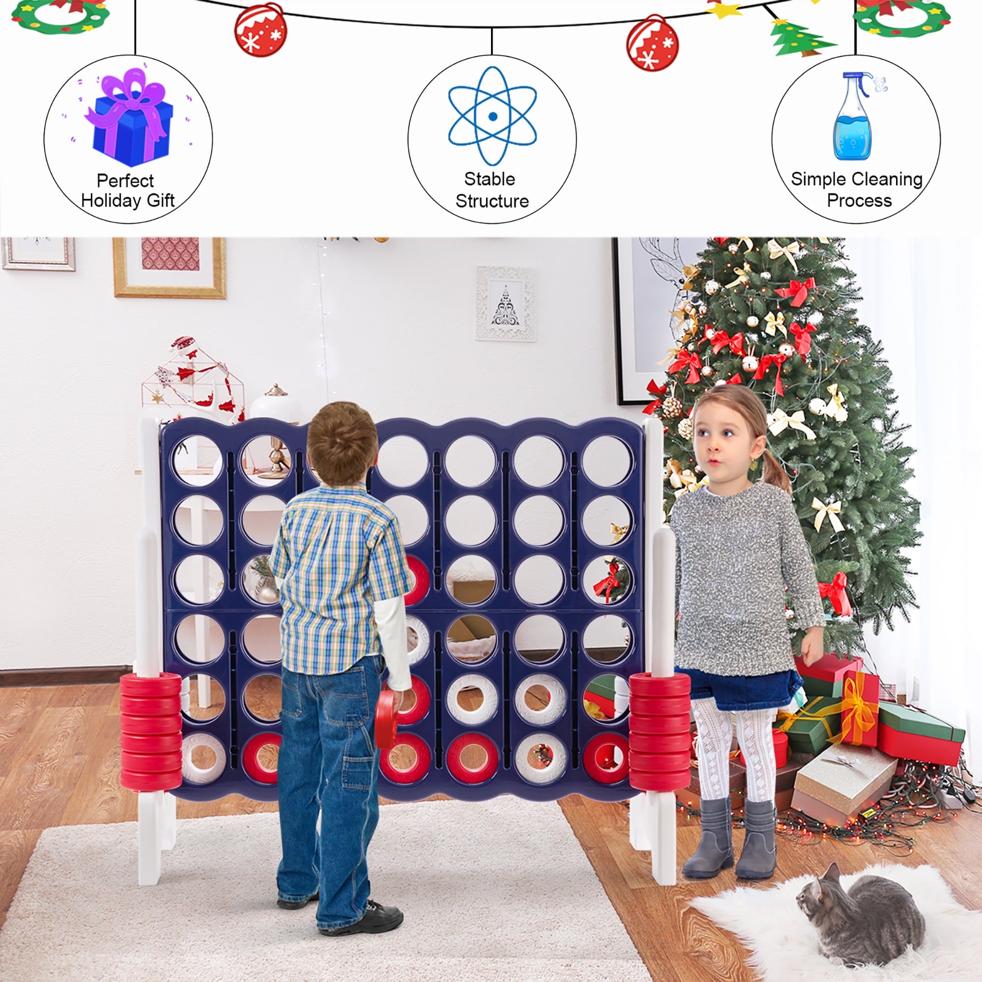 Costway Jumbo 4-to-Score 4 in A Row Giant Game Set Indoor Outdoor Adults Kids Family Fun