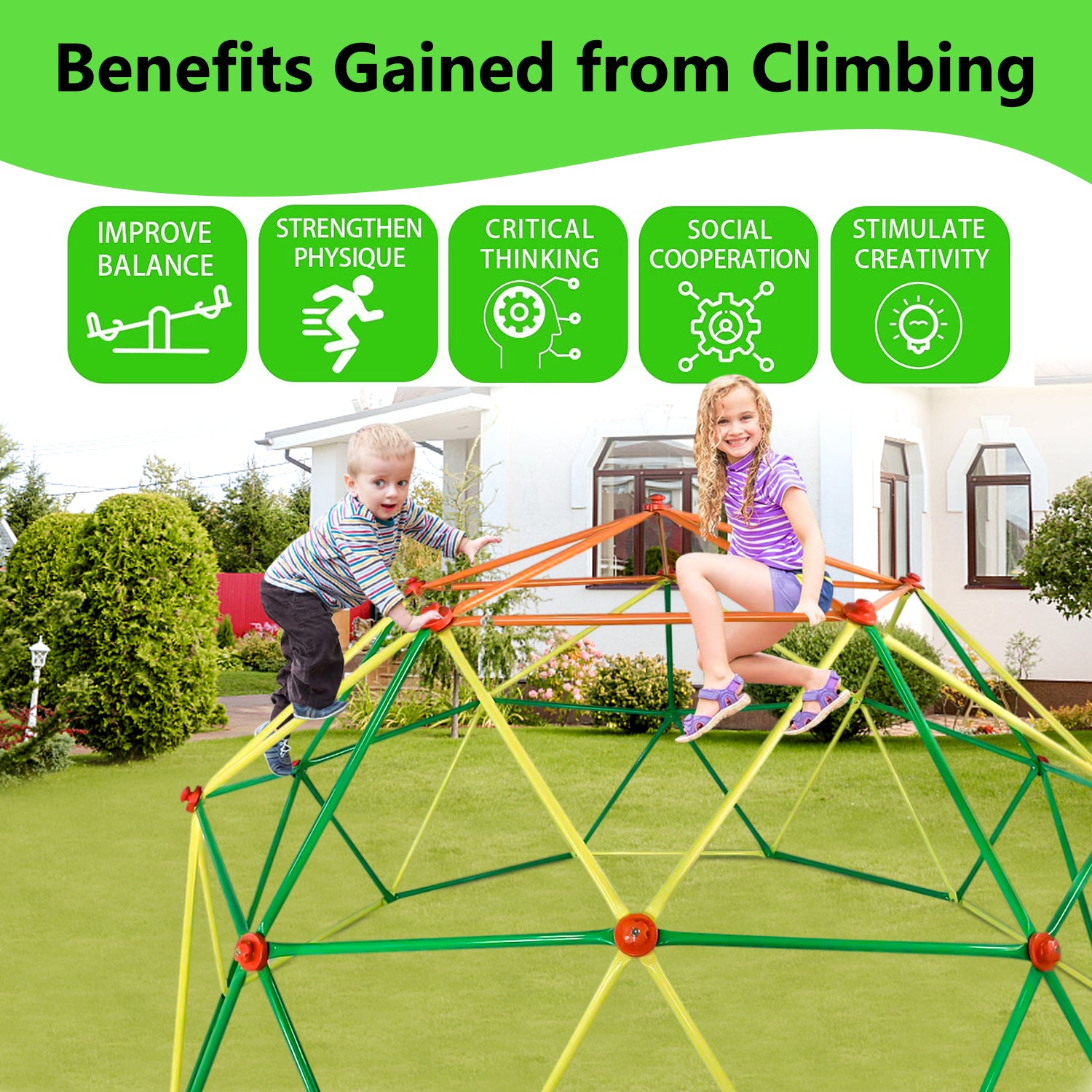 SESSLIFE 6ft Outdoor Dome Climber, Kids Jungle Gym Dome for 3-5 Years Old, Supports 500lbs, TE1305