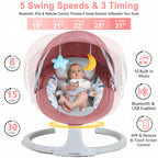 TEAYINGDE Baby Swing for Infants - APP Remote Bluetooth Control, 5 Speed Settings, 10 Lullabies, USB Plug (Gray)