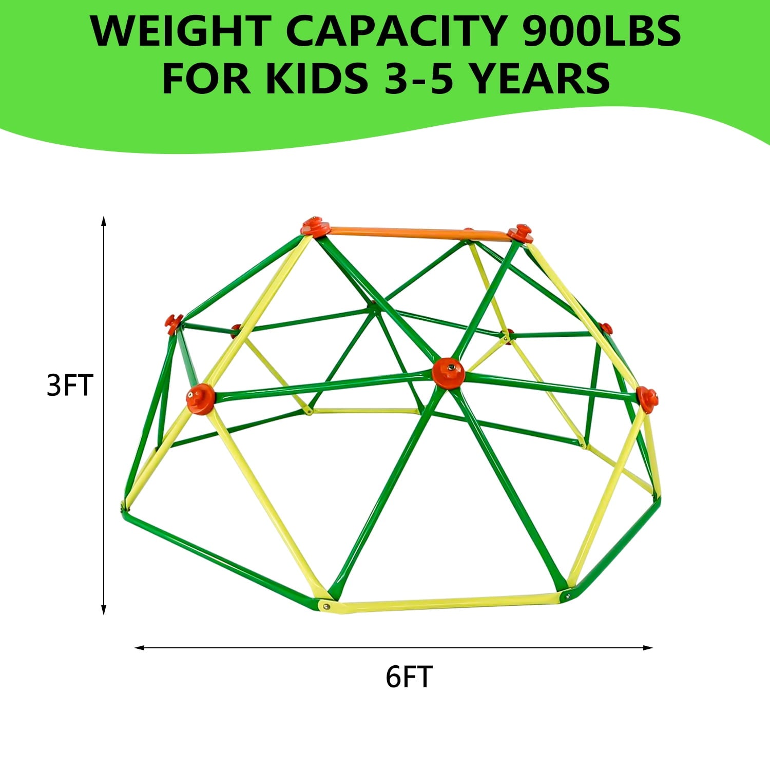 SESSLIFE 6ft Outdoor Dome Climber, Kids Jungle Gym Dome for 3-5 Years Old, Supports 500lbs, TE1305
