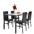 Dining Table Set for 4,  Wood Dine Table with 4 Velvet Chairs, Modern Kitchen Table Set for Home, Breakfast Nook, Cafeteria Dining Room, JA4366