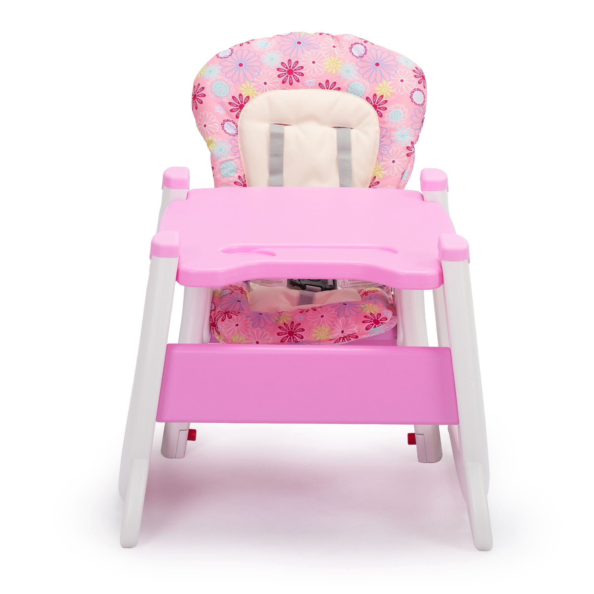 TOBBI 3 in 1 Baby High Chair Convertible Toddler Table Chair Set, Play Seat Booster with Feeding Tray, Adjustable Seat Back, Pink