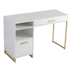 Mainstays Wood & Metal Writing Desk with 1 Drawer and 1 Door for Teen Adult,29.92 in, Natural Finish.