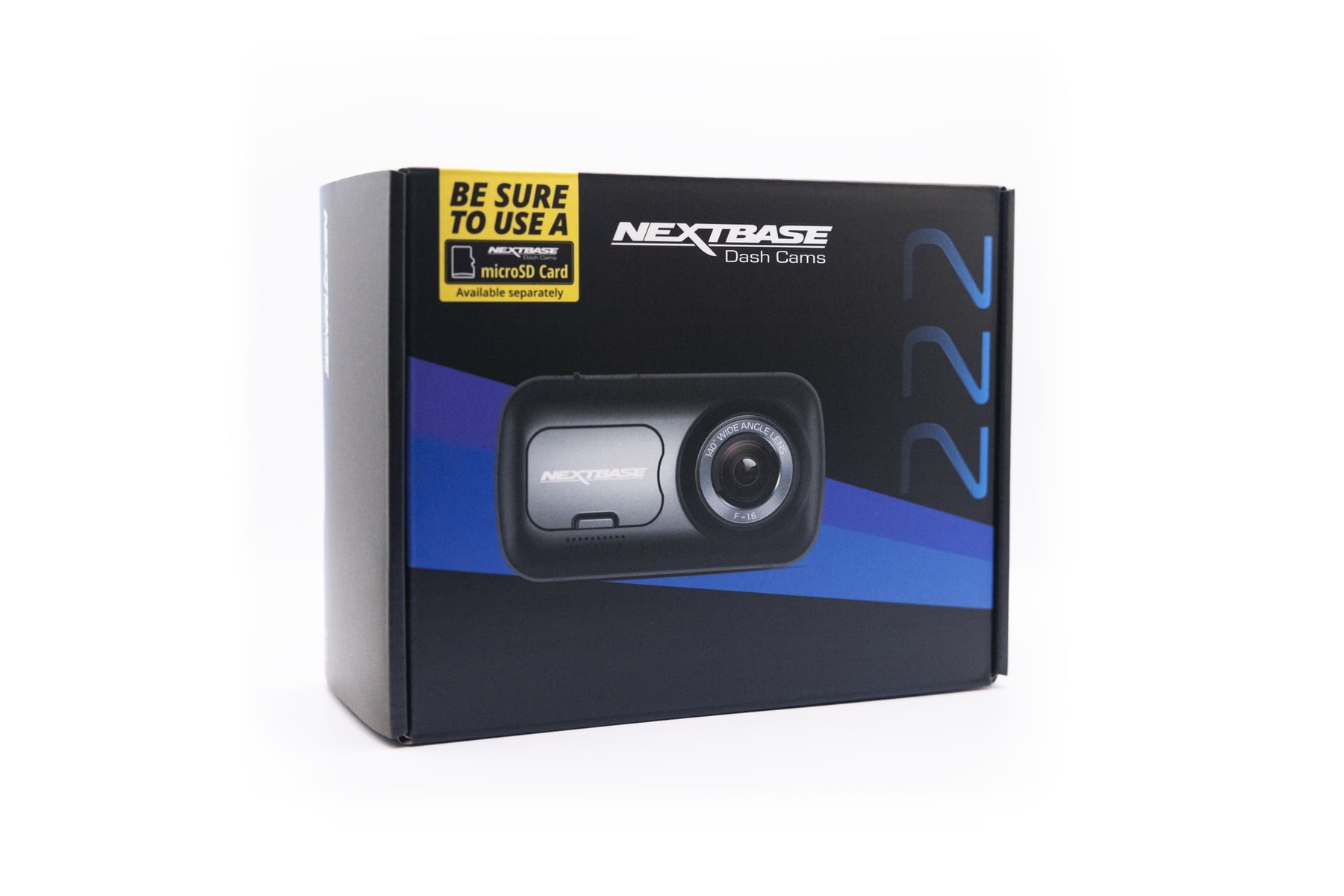 Nextbase 222 Compact Dash Cam in Black 2.5" HD IPS Screen, 1080p Full HD, Intelligent Parking Mode, G Force Sensor, 0.17lbs Assembled.