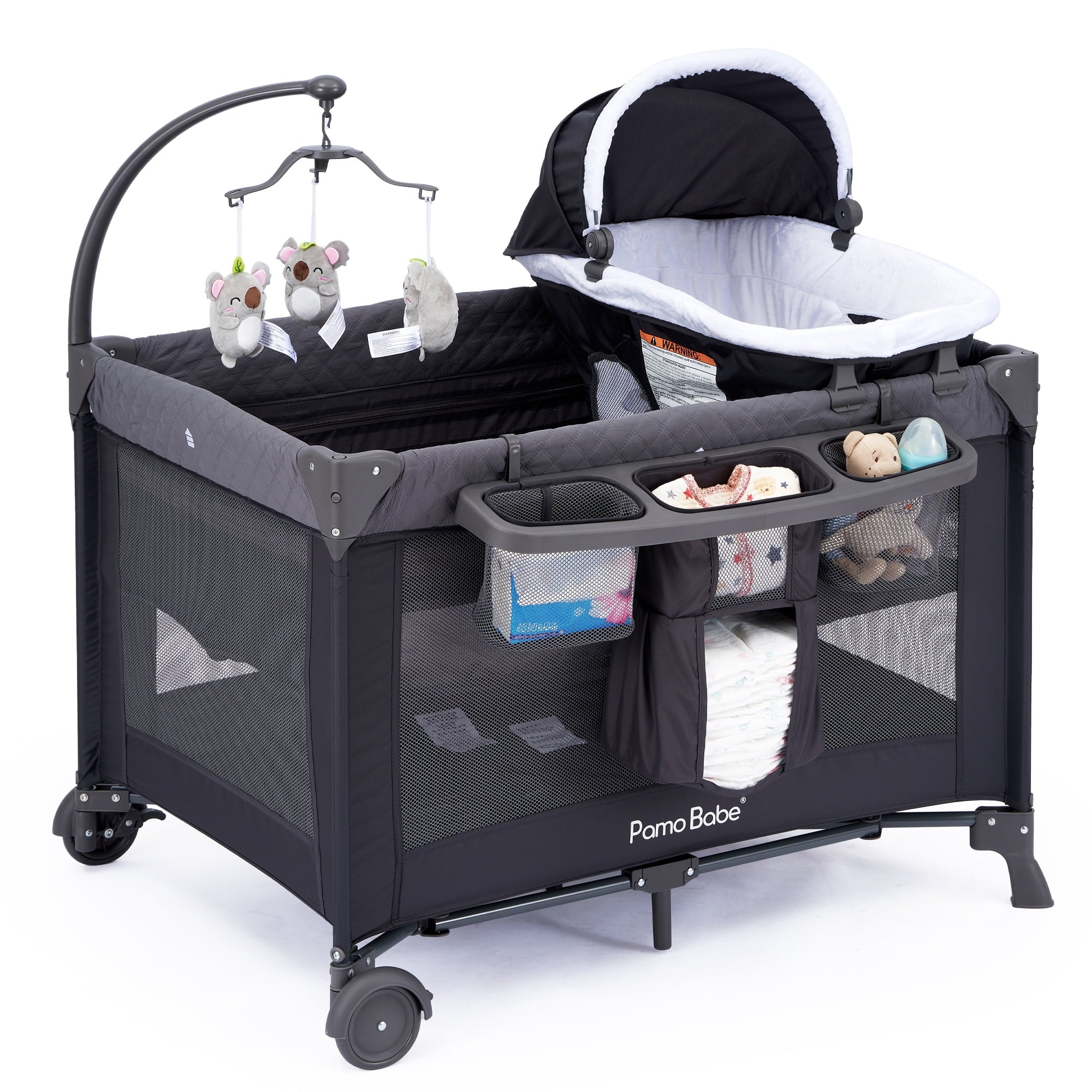 Pamo Babe Unisex Nursery Center Baby Playard with Bassinet & Changing Table, 0-36 Months