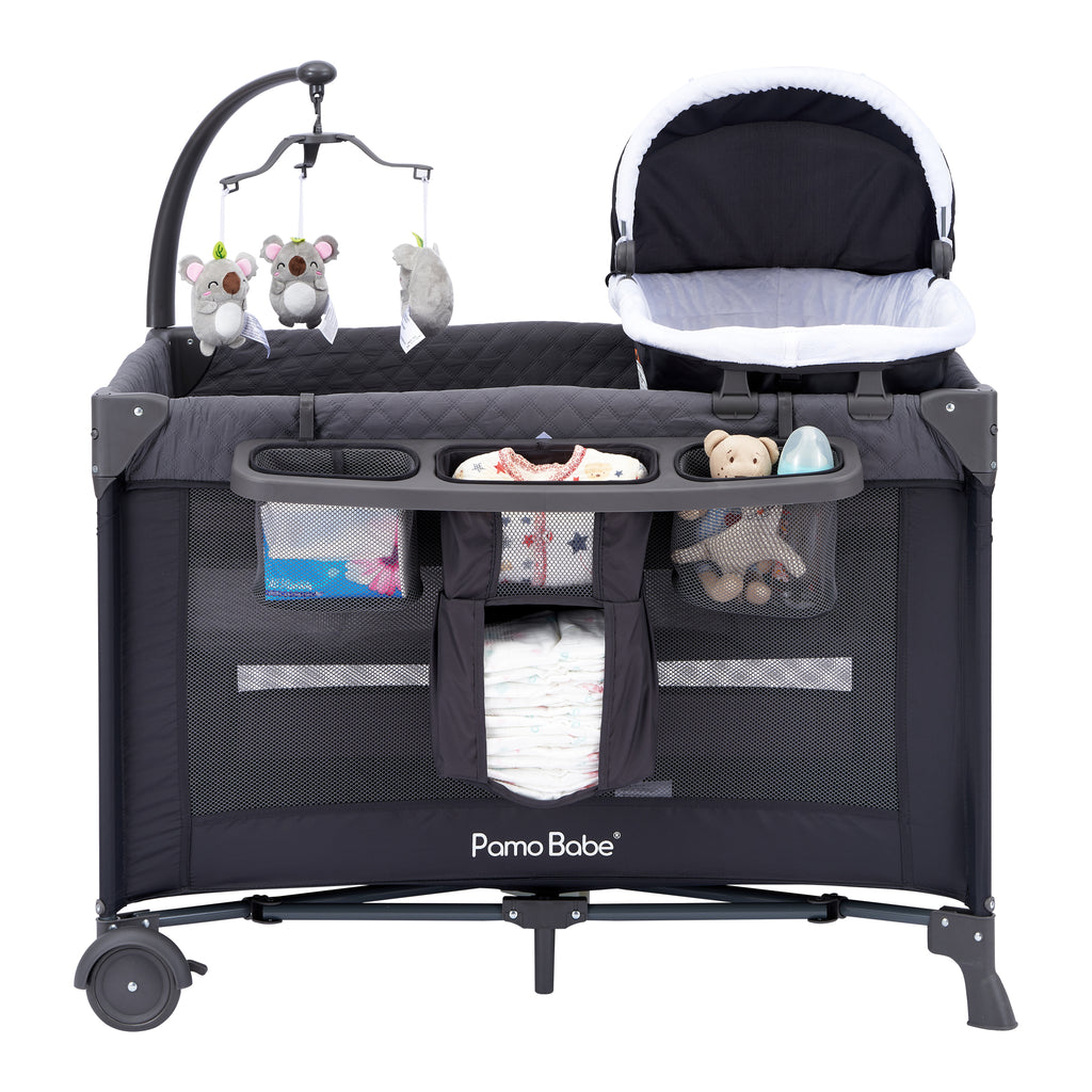 Pamo Babe Unisex Nursery Center Baby Playard with Bassinet & Changing Table, 0-36 Months