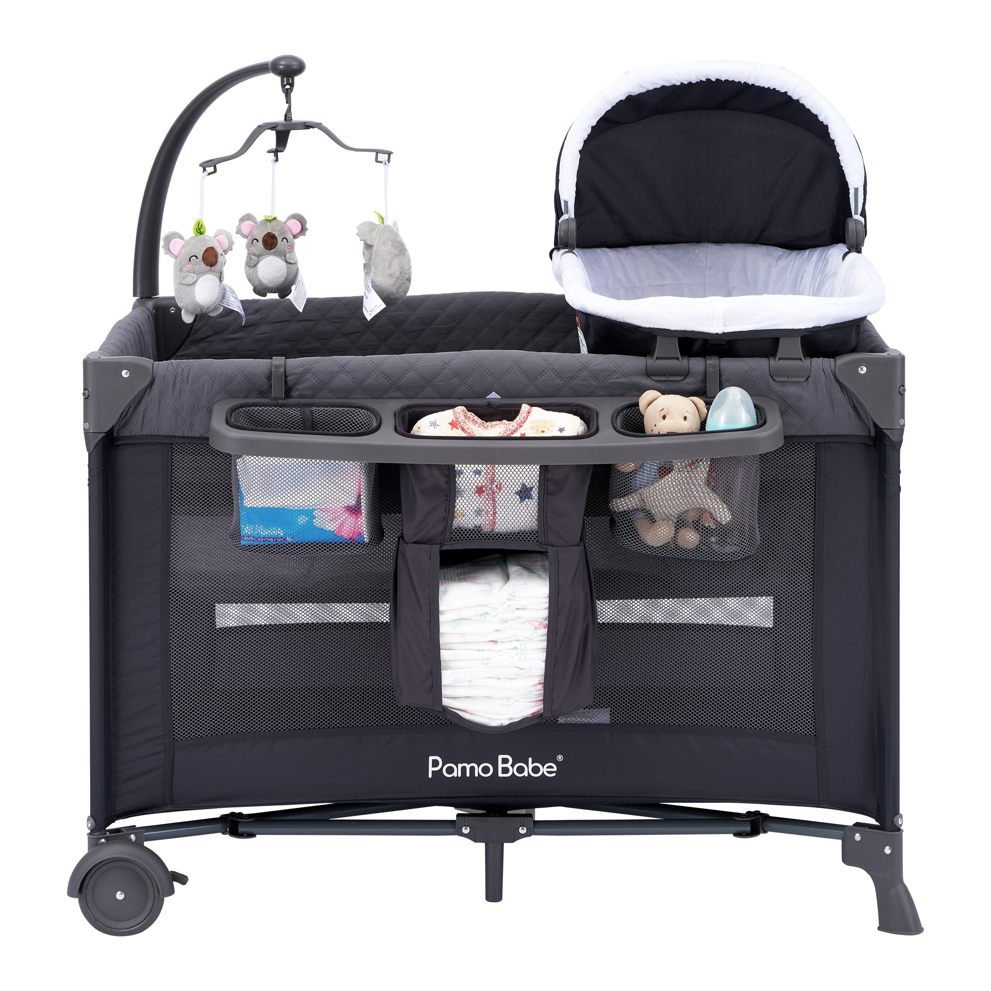 Pamo Babe Unisex Nursery Center Baby Playard with Bassinet & Changing Table, 0-36 Months