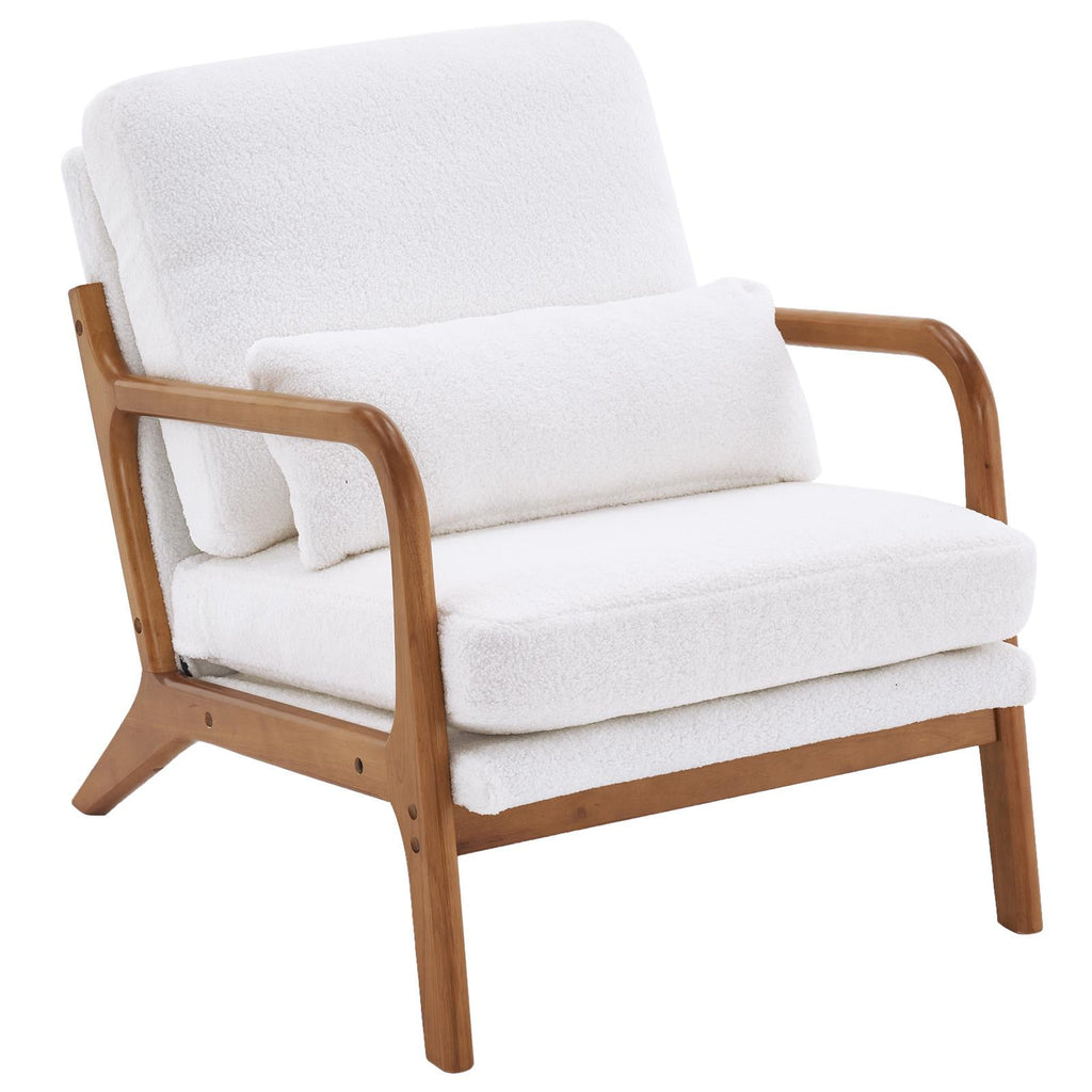 UBesGoo Modern Wood Club Chair Bronzing Cloth Fabric Upholstered Reading Accent Chair with Solid Wood Frame Brown