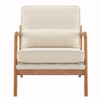 UBesGoo Modern Wood Club Chair Bronzing Cloth Fabric Upholstered Reading Accent Chair with Solid Wood Frame Brown