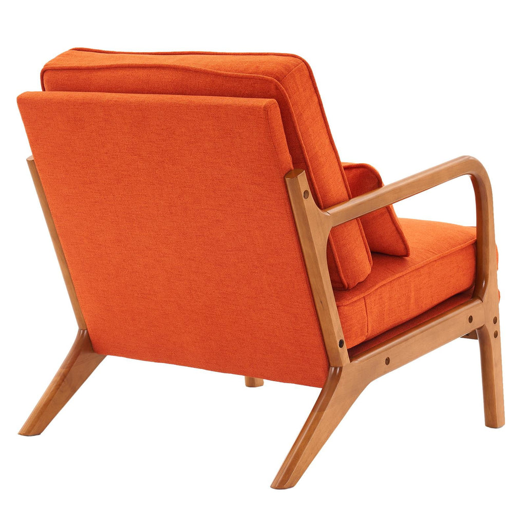 UBesGoo Modern Wood Club Chair Bronzing Cloth Fabric Upholstered Reading Accent Chair with Solid Wood Frame Brown