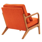 UBesGoo Modern Wood Club Chair Bronzing Cloth Fabric Upholstered Reading Accent Chair with Solid Wood Frame Brown