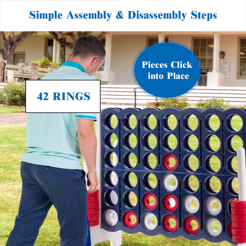 Costway Jumbo 4-to-Score 4 in A Row Giant Game Set Indoor Outdoor Adults Kids Family Fun