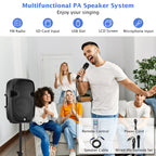 Costway Dual 12 in 2 way 2000W Powered Speakers with  Mic Speaker Stands Control Cables