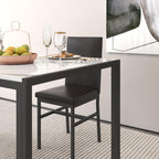 Dining Table Set for 4,  Wood Dine Table with 4 Velvet Chairs, Modern Kitchen Table Set for Home, Breakfast Nook, Cafeteria Dining Room, JA4366