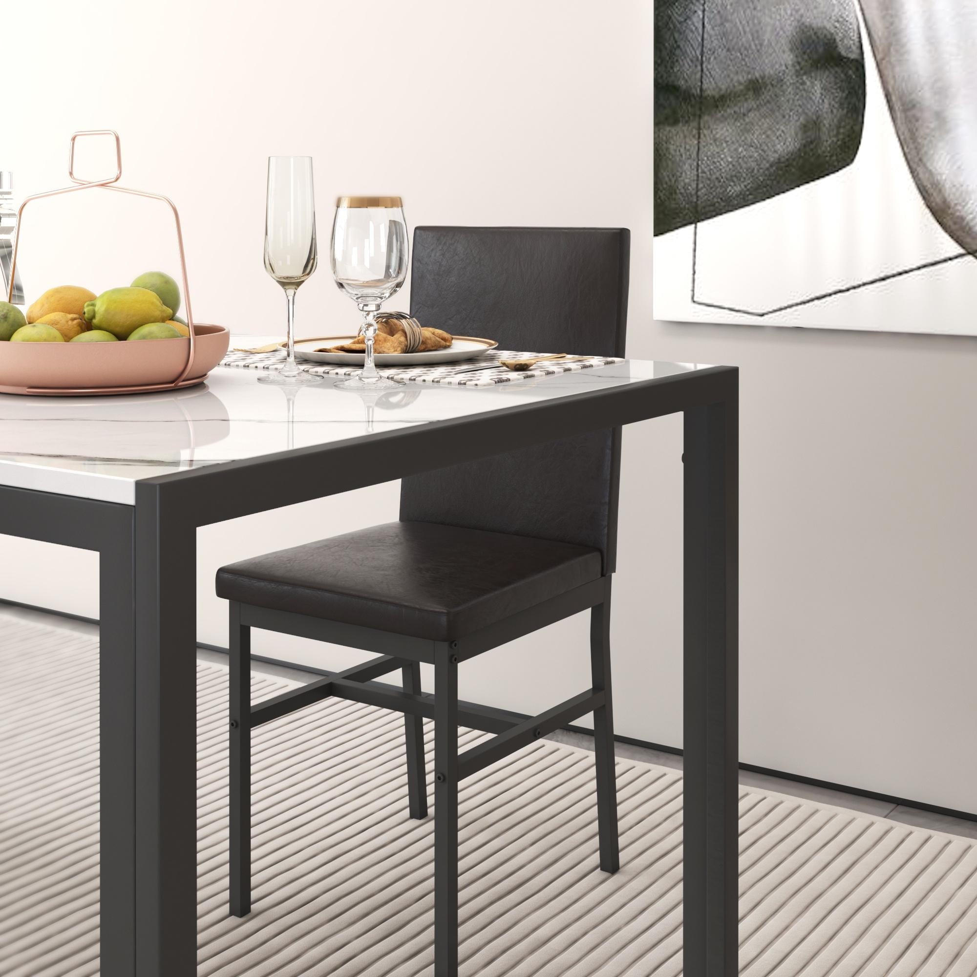 Dining Table Set for 4,  Wood Dine Table with 4 Velvet Chairs, Modern Kitchen Table Set for Home, Breakfast Nook, Cafeteria Dining Room, JA4366