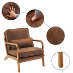 UBesGoo Modern Wood Club Chair Bronzing Cloth Fabric Upholstered Reading Accent Chair with Solid Wood Frame Brown