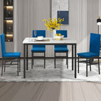Dining Table Set for 4,  Wood Dine Table with 4 Velvet Chairs, Modern Kitchen Table Set for Home, Breakfast Nook, Cafeteria Dining Room, JA4366