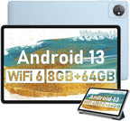 Tablet Blackview Tab 70 Wifi 10 inch Tablet 64GB ROM 8GB RAM Android 13, Google GMS Widevine L1 WiFi 6 Tablet for Kids with Case, Gray