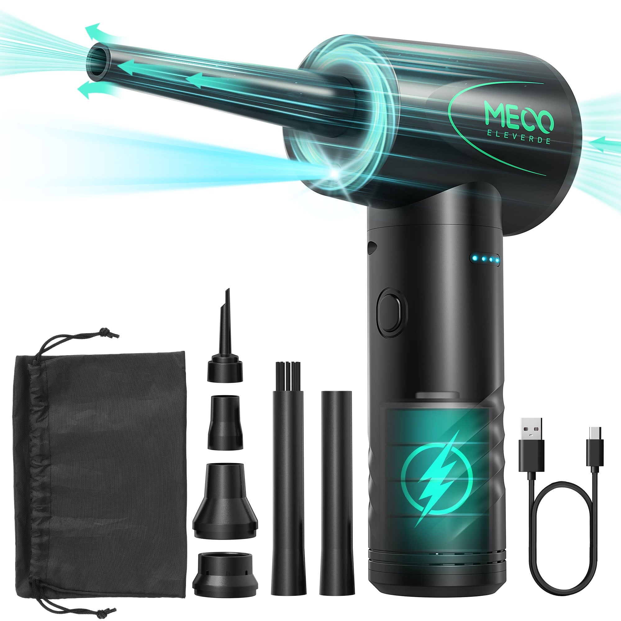 MECO Cordless Compressed Air Duster, Replaces Air Cans, 100000RPM Computer Keyboard Dust Cleaner Blower for Electronic