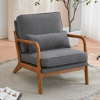 UBesGoo Modern Wood Club Chair Bronzing Cloth Fabric Upholstered Reading Accent Chair with Solid Wood Frame Brown