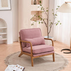 UBesGoo Modern Wood Club Chair Bronzing Cloth Fabric Upholstered Reading Accent Chair with Solid Wood Frame Brown