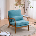 UBesGoo Modern Wood Club Chair Bronzing Cloth Fabric Upholstered Reading Accent Chair with Solid Wood Frame Brown
