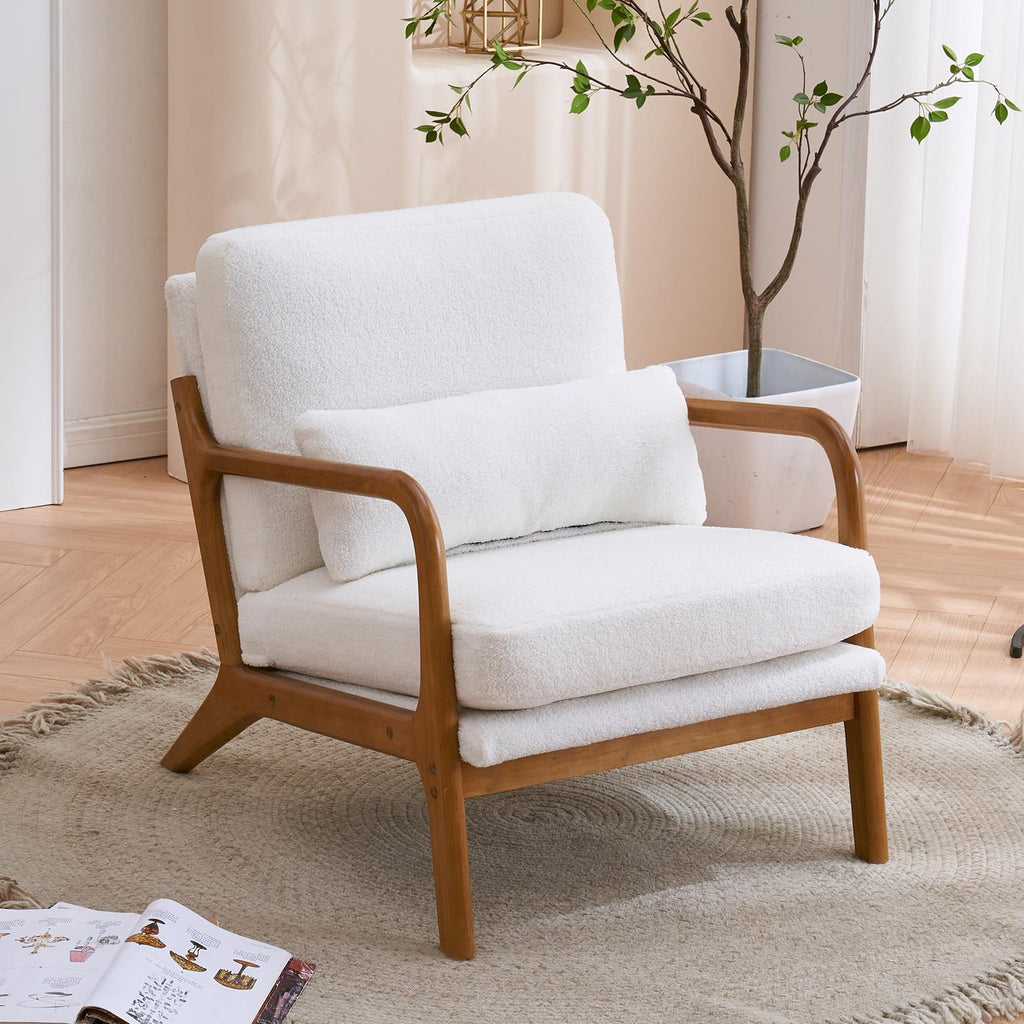 UBesGoo Modern Wood Club Chair Bronzing Cloth Fabric Upholstered Reading Accent Chair with Solid Wood Frame Brown