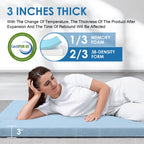 KingChii CertiPUR-US 3" Thick Memory Foam Mattress, Sleeping Bed for Kids Adults,Portable Roll up Sleeping Mats with Removable Waterproof Topper Travel Bag,TWIN/75*38*3 In