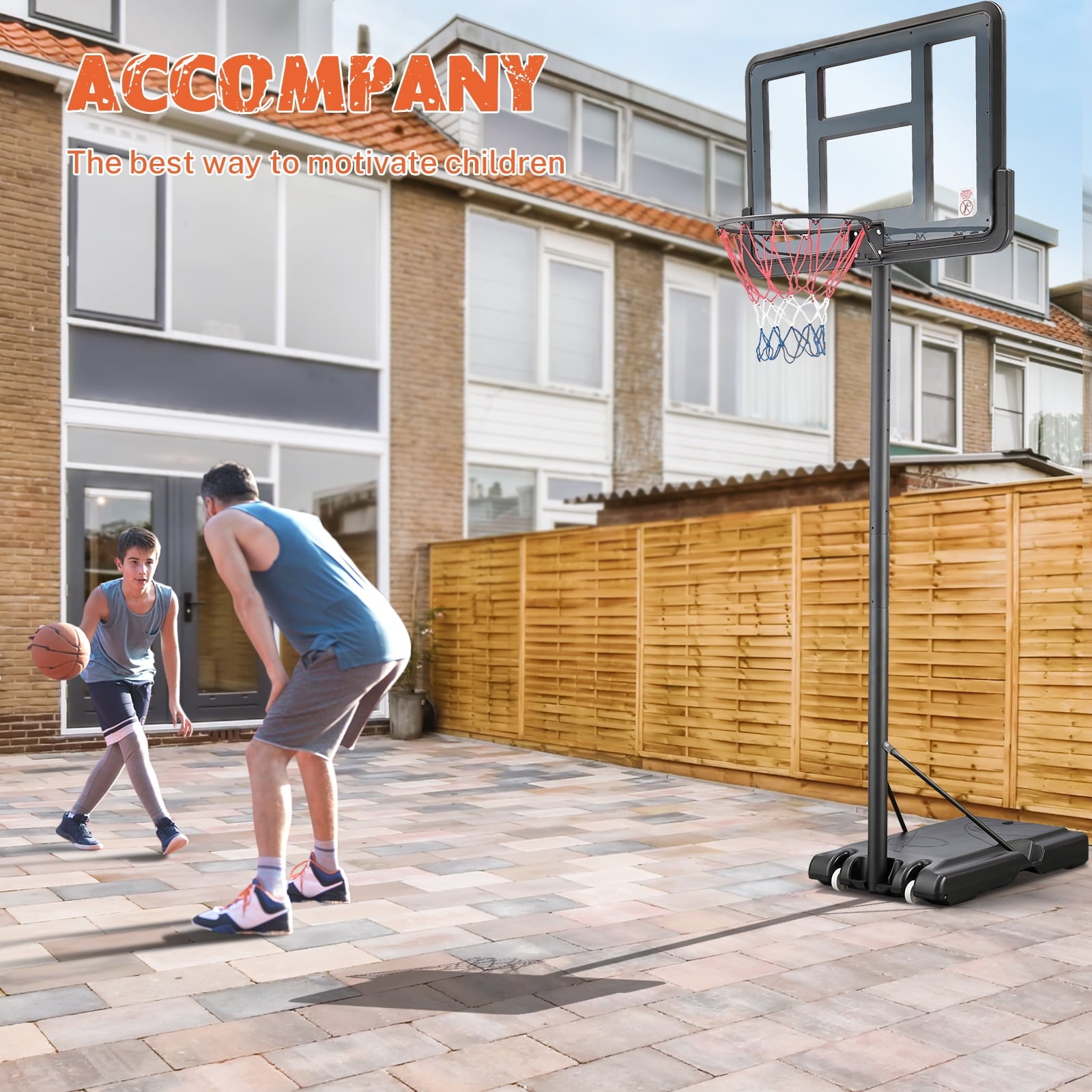 44 inch Outdoor Basketball Hoop Stand for Adults, SEGMART 4.9FT-10FT Height Adjustable Portable