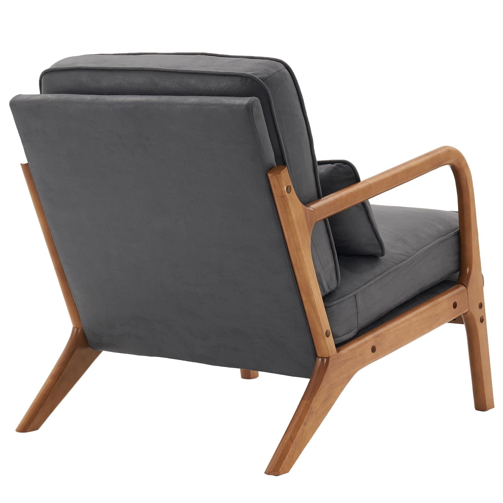 UBesGoo Modern Wood Club Chair Bronzing Cloth Fabric Upholstered Reading Accent Chair with Solid Wood Frame Brown