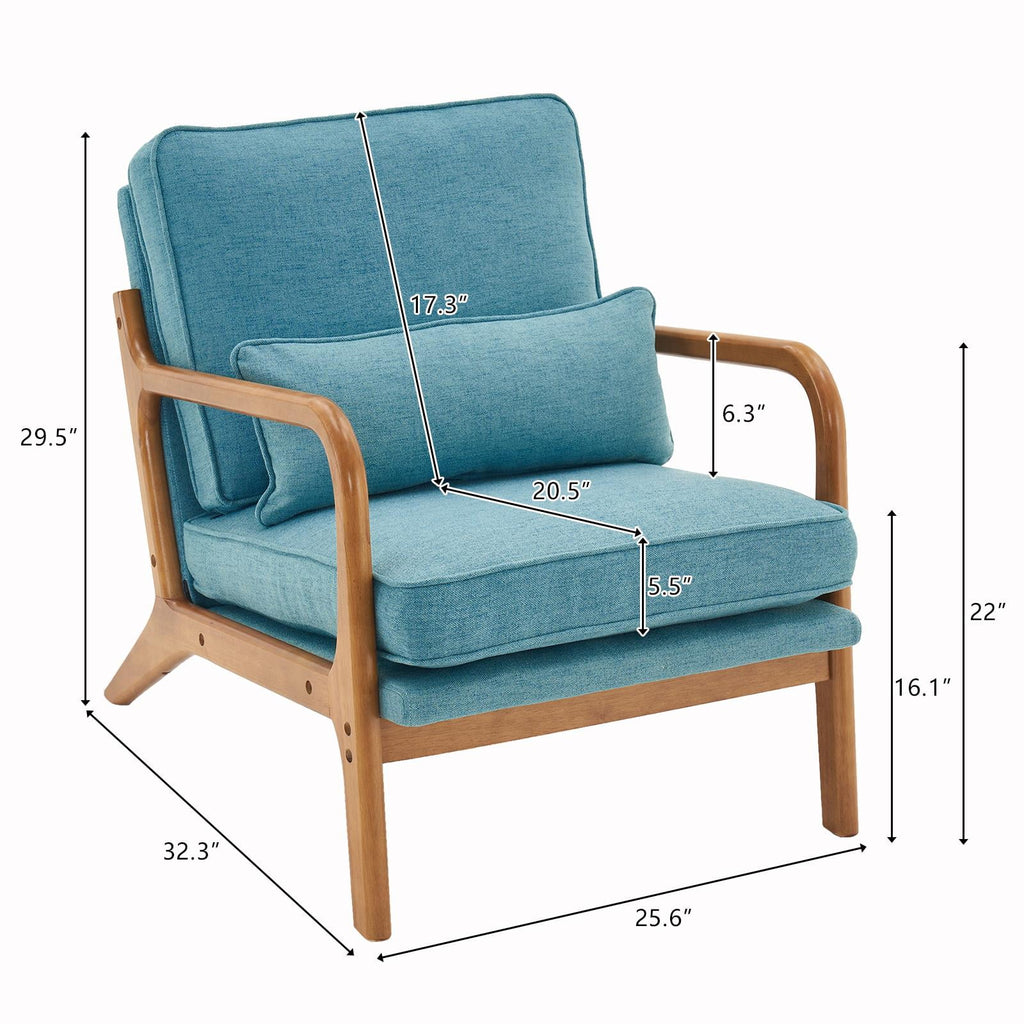 UBesGoo Modern Wood Club Chair Bronzing Cloth Fabric Upholstered Reading Accent Chair with Solid Wood Frame Brown