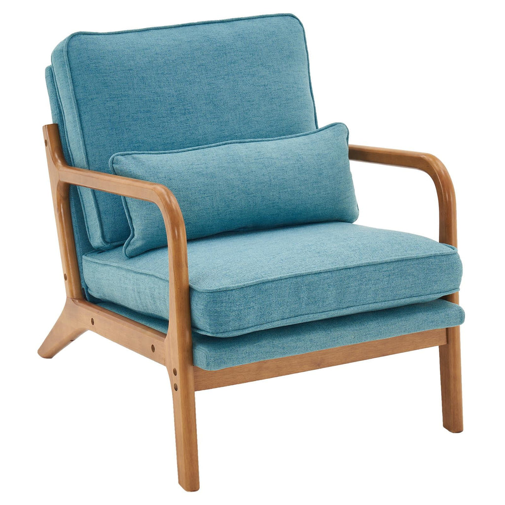 UBesGoo Modern Wood Club Chair Bronzing Cloth Fabric Upholstered Reading Accent Chair with Solid Wood Frame Brown