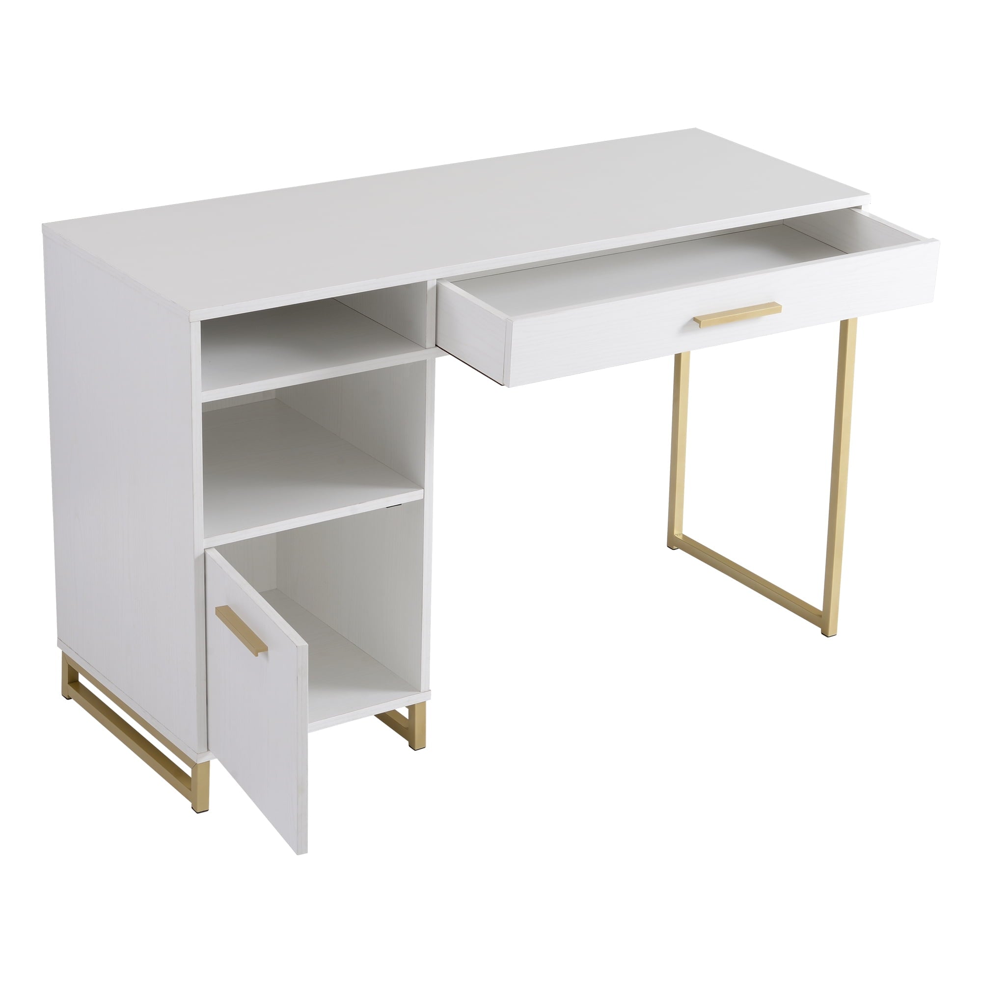 Mainstays Wood & Metal Writing Desk with 1 Drawer and 1 Door for Teen Adult,29.92 in, Natural Finish.