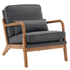 UBesGoo Modern Wood Club Chair Bronzing Cloth Fabric Upholstered Reading Accent Chair with Solid Wood Frame Brown