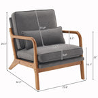 UBesGoo Modern Wood Club Chair Bronzing Cloth Fabric Upholstered Reading Accent Chair with Solid Wood Frame Brown
