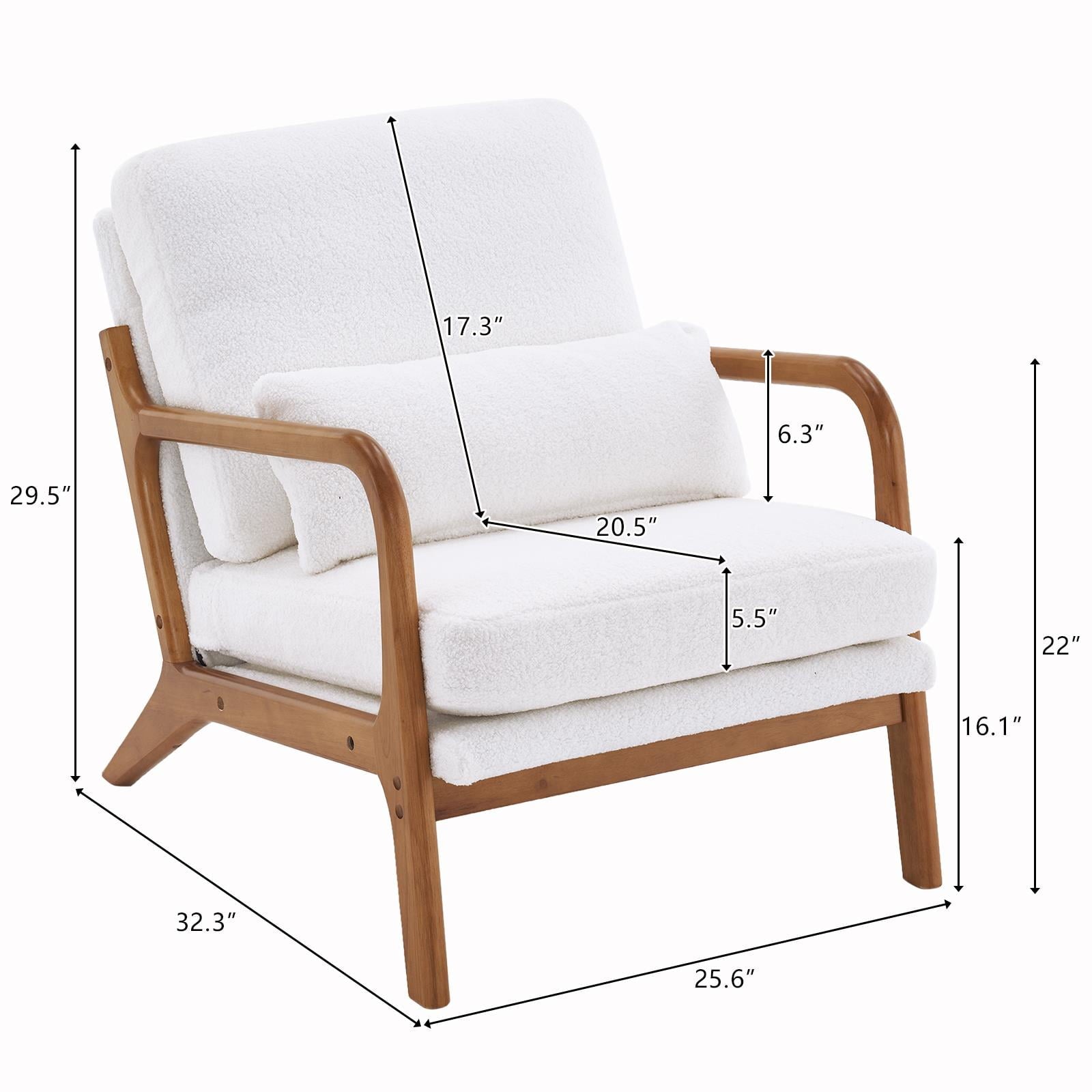 UBesGoo Modern Wood Club Chair Bronzing Cloth Fabric Upholstered Reading Accent Chair with Solid Wood Frame Brown