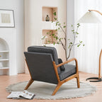 UBesGoo Modern Wood Club Chair Bronzing Cloth Fabric Upholstered Reading Accent Chair with Solid Wood Frame Brown