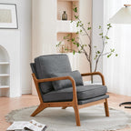 UBesGoo Modern Wood Club Chair Bronzing Cloth Fabric Upholstered Reading Accent Chair with Solid Wood Frame Brown