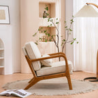 UBesGoo Modern Wood Club Chair Bronzing Cloth Fabric Upholstered Reading Accent Chair with Solid Wood Frame Brown