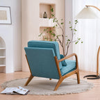 UBesGoo Modern Wood Club Chair Bronzing Cloth Fabric Upholstered Reading Accent Chair with Solid Wood Frame Brown