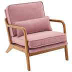 UBesGoo Modern Wood Club Chair Bronzing Cloth Fabric Upholstered Reading Accent Chair with Solid Wood Frame Brown