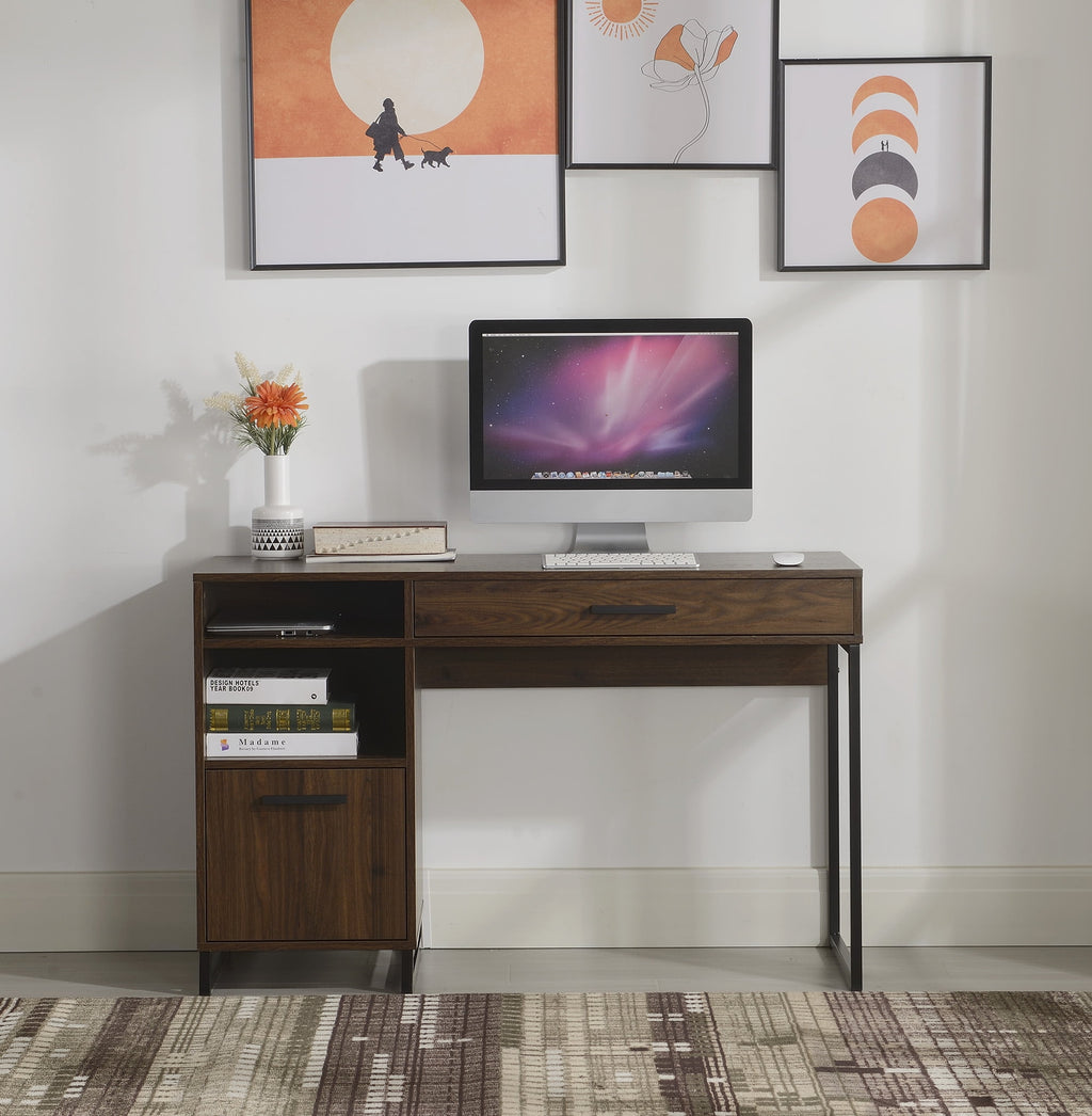 Mainstays Wood & Metal Writing Desk with 1 Drawer and 1 Door for Teen Adult,29.92 in, Natural Finish.