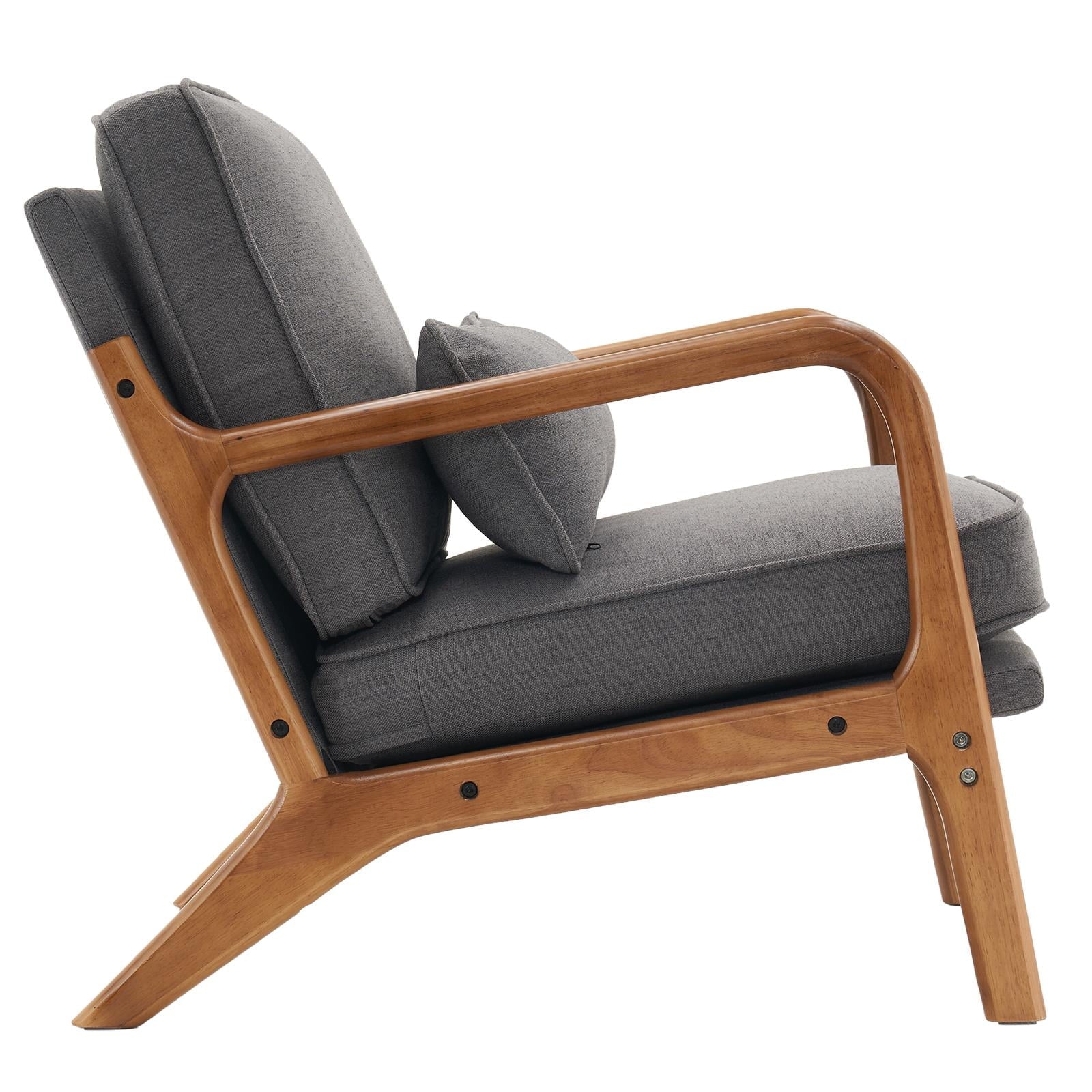 UBesGoo Modern Wood Club Chair Bronzing Cloth Fabric Upholstered Reading Accent Chair with Solid Wood Frame Brown