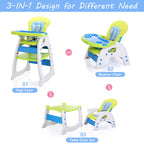 TOBBI 3 in 1 Baby High Chair Convertible Toddler Table Chair Set, Play Seat Booster with Feeding Tray, Adjustable Seat Back, Pink